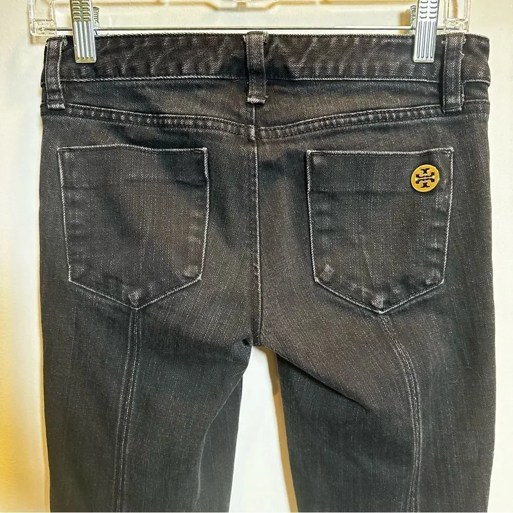 Tory Burch Super Skinny‎ Jeans Women's Size 25 Black Ankle Zip Denim Stretch
